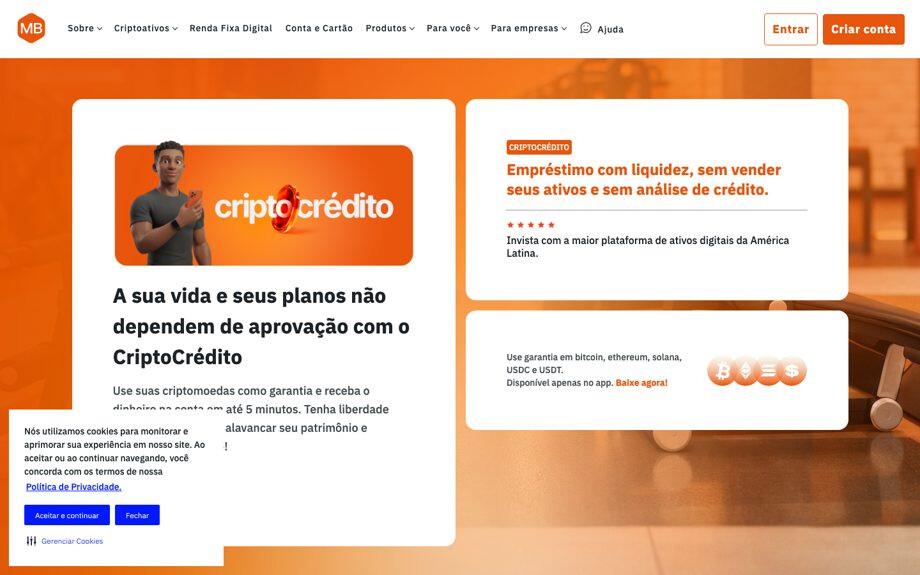 Página do CriptoCrédito no site do Mercado Bitcoin